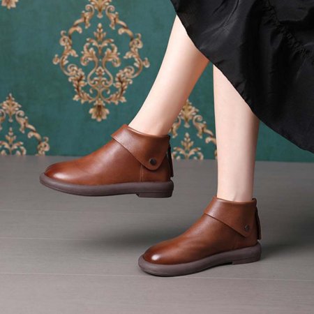

Tdoqot 2023 Boots for Women- Mid-Heel Christmas Gifts Chunky Heel Casual Women s Ankle Boots Brown 37