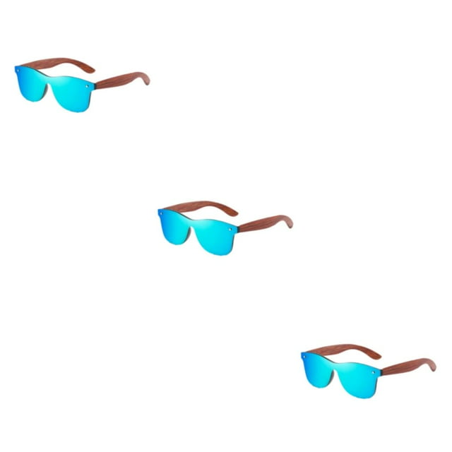 Youkk Protection de Monture Légère en Bois Naturel Mode Options de Lentilles Colorées à la Mode Bleu Ensemble de 3