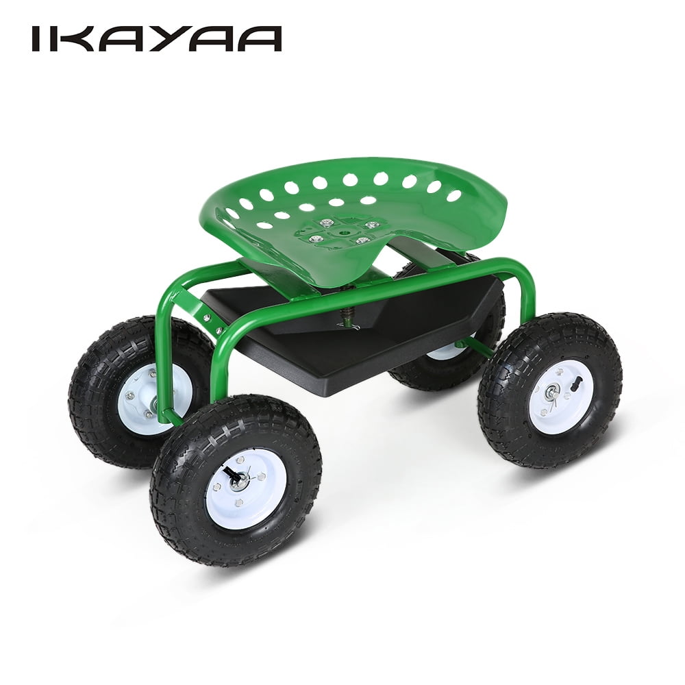 iKayaa Heavyduty Steel Rolling Garden Carts and Wagons Work Seat W
