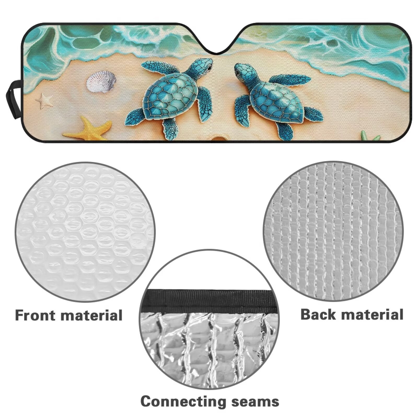 Binienty Beach Sea Turtle Car Sun Shade Windshield Auto Sun Visor Heat Protection for Jeep Wrangler TJ 1997-2006 Foldable UV Blocking Front Window Sunshade 52x16" Easy Installation
