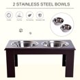 thumbnail image 4 of Pawhut Double Bowl Wooden Stand Pet Feeder Elevated Base Cat Puppy Twin Bowls, 4 of 9