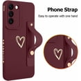 thumbnail image 5 of for Galaxy S22 Plus Case with Phone Stand Holder Cute Love Hearts Slim Protective Camera Protection Cover with Wrist Strap for Women Girls for Galaxy S22+ Plus 6.6"-Wine Red, 5 of 13