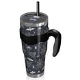 thumbnail image 2 of 40oz Tumbler,Dark Blue Halloween Spider Webs Bats and Spiders Insulated Tumblers with Removable Handle,Stainless Steel Double Vacuum Coffee Tumbler Cup with Straw for Home,Office,Travel,Party, 2 of 5