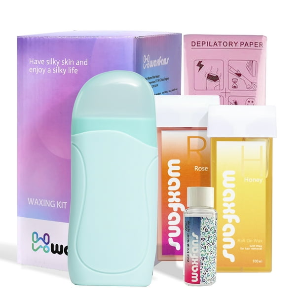 Waxfans Waxing Kit,Wax Strips, Wax Roller Kit, Roll on Wax Kit for Hair