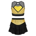 thumbnail image 4 of CHICTRY Kids Girls Hip Hop Jazz Latin Dance Suit Sequin Crop Top with Mini Skirt Cheer Leader Outfits Gold 16, 4 of 7
