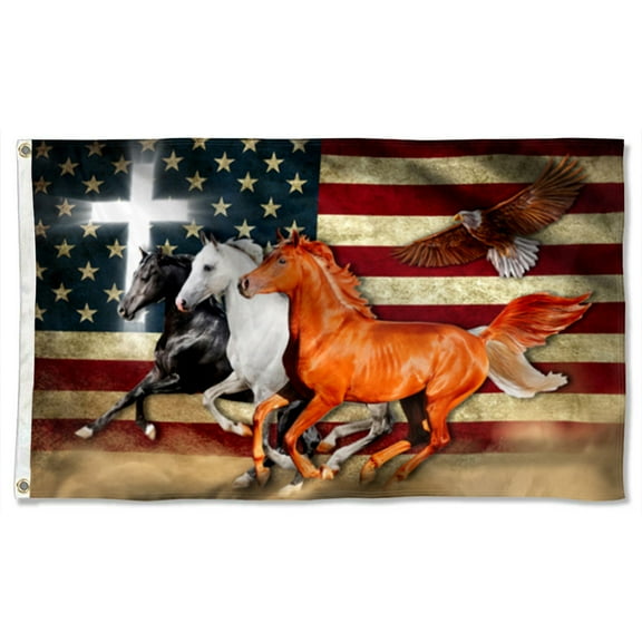 Cayyon Horses Grommet Flag 3x5Feet Banner with 2 Brass Grommets