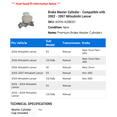 thumbnail image 2 of Brake Master Cylinder - Compatible with 2002 - 2007 Mitsubishi Lancer 2003 2004 2005 2006, 2 of 2
