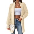 thumbnail image 2 of Women Fall Winter Long Sleeve Cardigan Open Front Solid Color Block Fashion Loose Knit Sweater One Size, 2 of 9