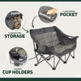 thumbnail image 5 of Love Seat Padded Lounge Chair, Oversized Folding Camping Sofa, Low Seat Double Camping Chair, Portable Outdoor Loveseat Supports 500 lbs for Beach, Tailgating, RV, Sports,, 5 of 7