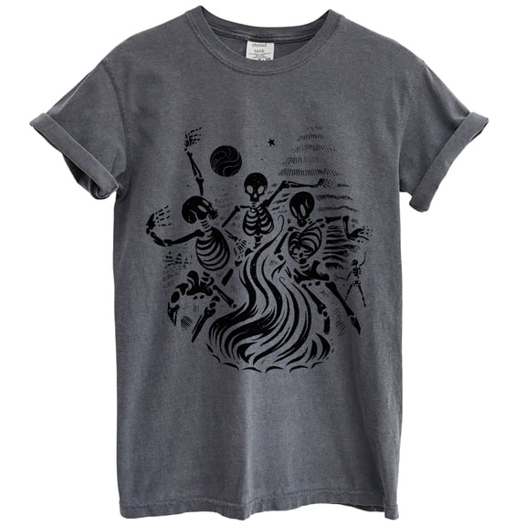 Skeleton Dancing Tree Fun Graphic Tee T-Shirts for Women Men, Short Sleeve Tops - Vintage Pepper