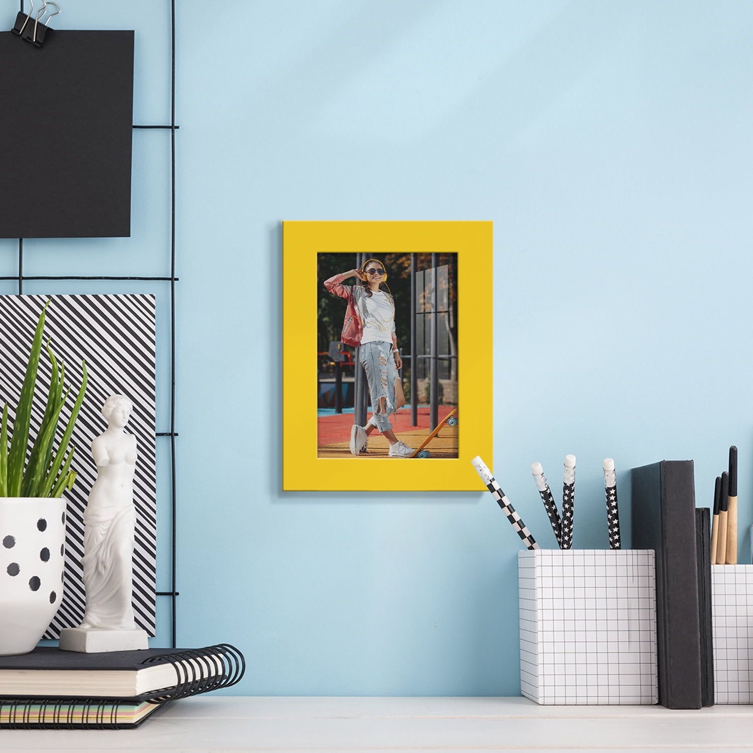 Modern 3.5 in. x 5 in. Yellow Picture Frame (Set of 2)