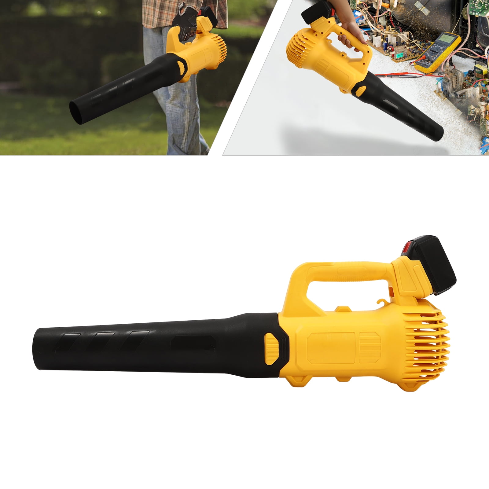 Cordless Leaf Blower, Cordless 3000W Handheld Blower, Leaf Blower with 2 Batteries (Yellow)