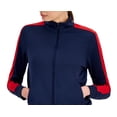 thumbnail image 2 of ID Ideology Women's Zip Striped Sleeve Track Jacket Blue Size Medium, 2 of 3