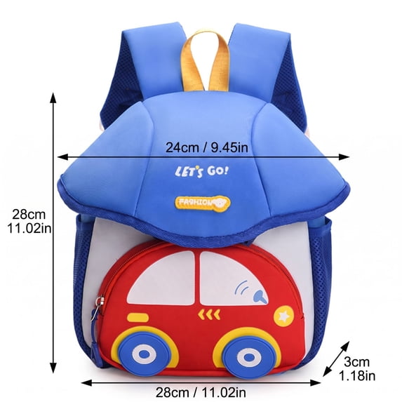Toddler Backpack for Boys Girls, Cute 3D Bus Design Kindergarten School Bag with Anti-Lost Leash, Lightweight Nylon Travel Rucksack for Preschool Kids Age 2-6, Deep Blue