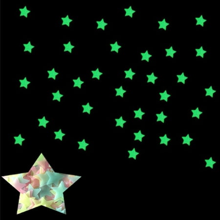Glow In The Dark 3d Stars Wall Stickers 100pcs Luminous