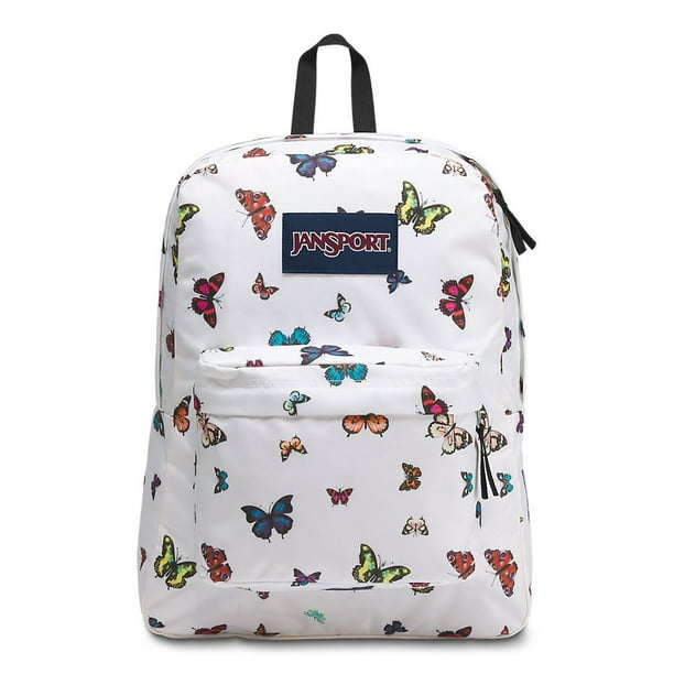 JanSport Backpack Jansport Superbreak Butterflies White 16" New