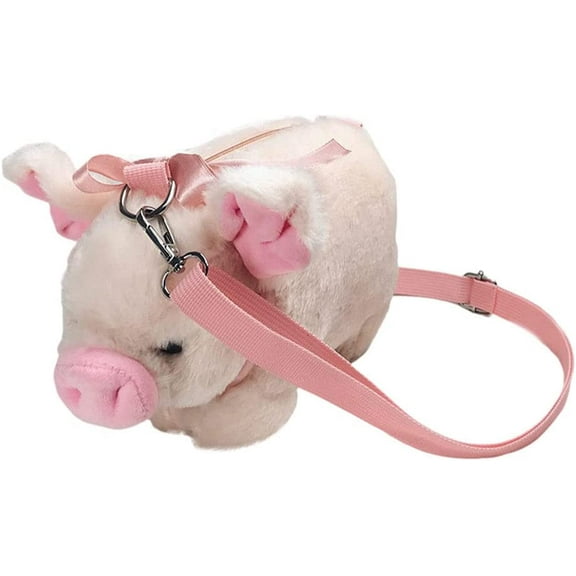 Kwuty Plush Pig Crossbody Bag Cartoon Shoulder Bag Plush Animal Satchel Bag Kawaii Purse Handbag Messenger Bag for Birthday Gift, Pink