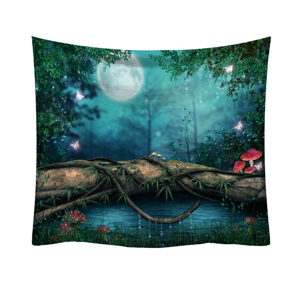 Fashion Tapestry Green Leaf Pattern Fresh Style Decorative Tapestry