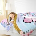 thumbnail image 4 of Feelyou Blue Pink Butterfly Queen Comforter Set, Dreamy Cartoon Animal Bedding Sets, Romantic Rose Flower Bedding Comforter Set, Lightweight Room Decor, 3 Pieces, 4 of 8