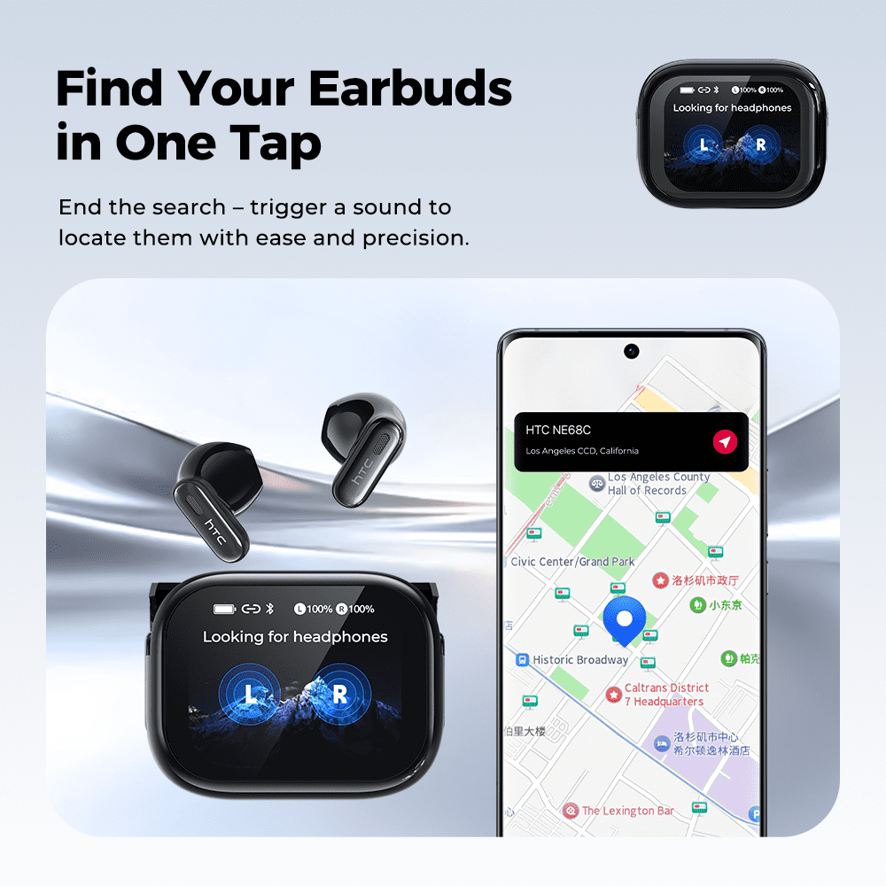 NE68 Touch Screen Wireless Earbuds Bluetooth 6.0 with Mic Clear AI Translator Earbuds, 48H IPX5 Waterproof Headphones, Sport Headset for Android IOS
