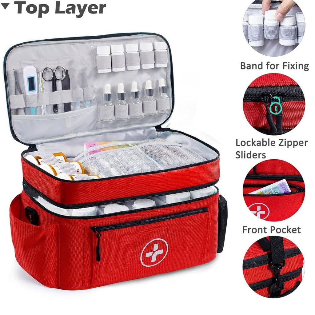 Water Resistant First Aid Storage Bag With Removable Compartments Suitable For Emergency Supplies Home Travel Essential