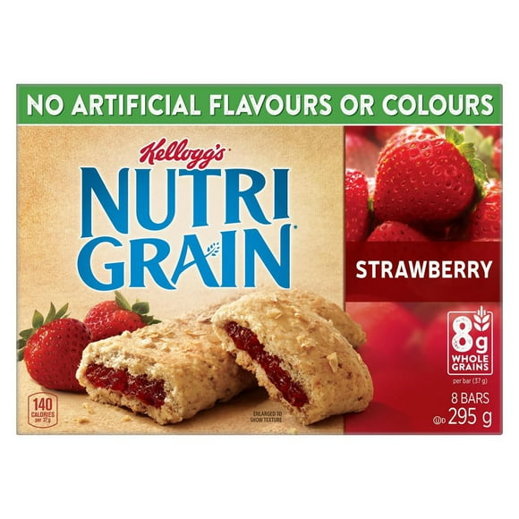 Barres de céréales Kellogg's Nutri-Grain Fraises, 295 g (8 barres) 295 g, 8 barres