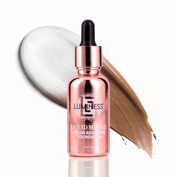 LUMINESS Liquid Mirage Color Changing Foundation for Mature Skin, Skincare-Infused Makeup with Hyaluronic Acid & Vitamin E, Hydrating Liquid Foundation & Concealer Hybrid, Hypoallergenic (Deep)