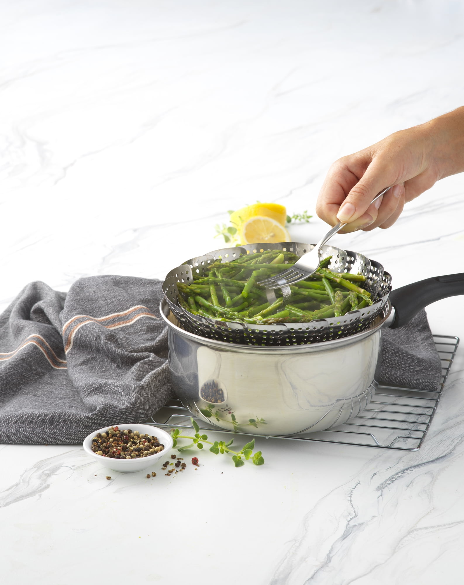 GoodCook Everyday Stainless Steel Collapsible Steamer Basket, Silver