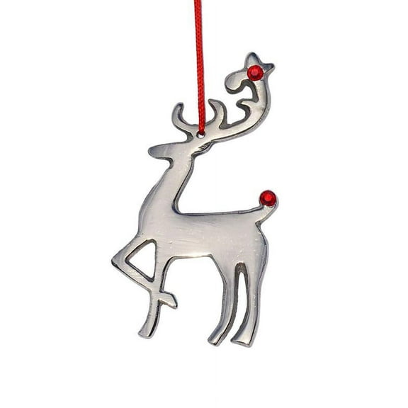 Christmas Ornaments Set of 8 Christmas Tree Decorations Unique Reindeer Ornaments with Red Ruby Crystals for Holiday Home Decor