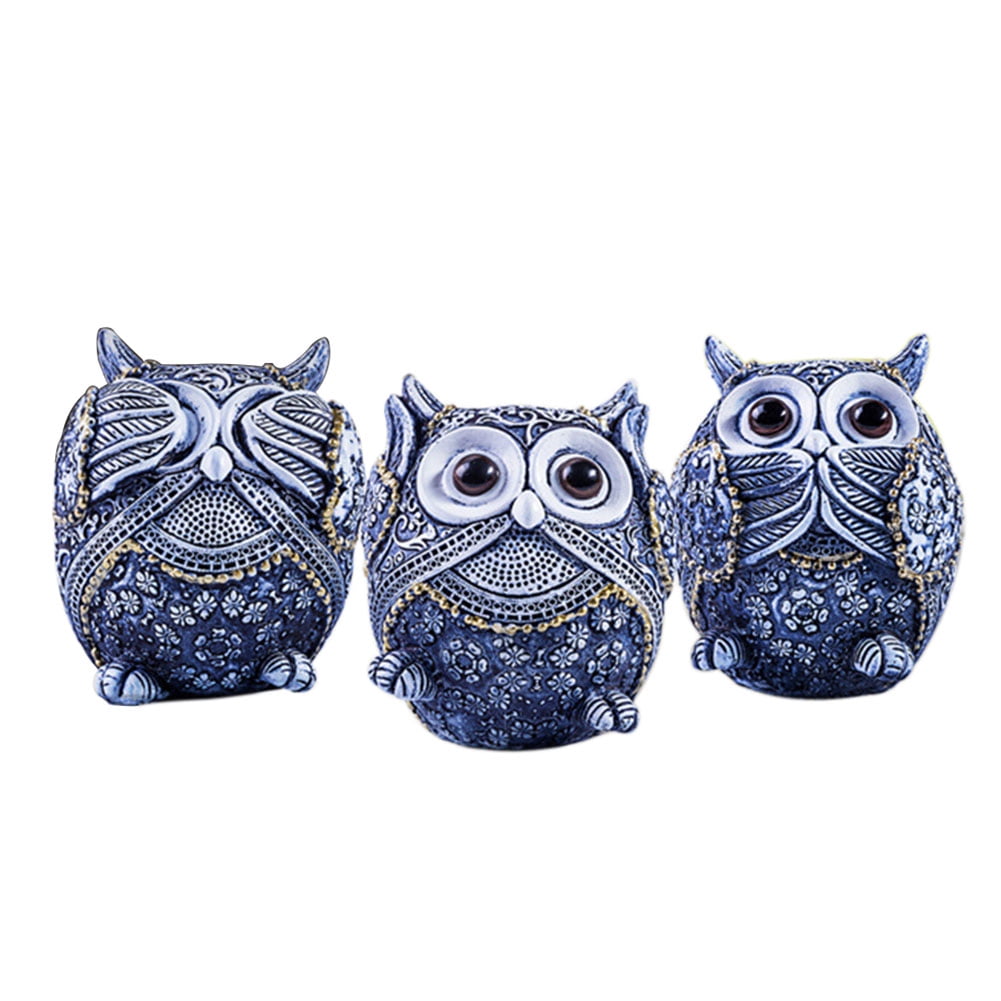 3Pcs Owl Shaped Desktop Decoration Ceramic Crafts Decorative Crafts Home Ornamen 