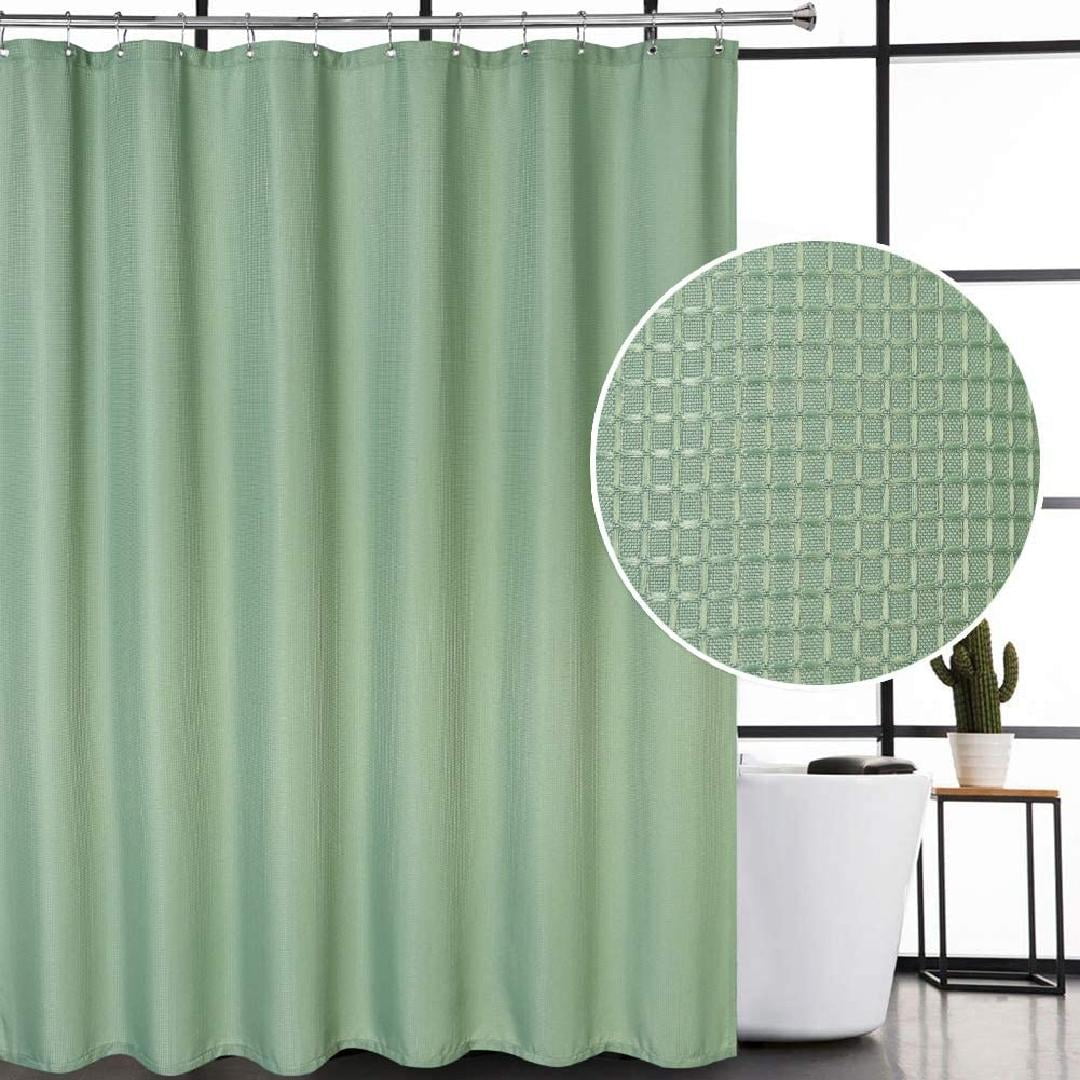 Shower Curtain 84 Inches Long, Waffle Weave Polyester Fabric Shower Curtains for Bathroom
