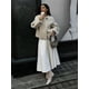 thumbnail image 3 of Chaqueta de lana elegante con cuello redondo para mujer, abrigo grueso corto holgado de manga larga liso a la moda con un botón, prendas de vestir para ir al trabajo, 3 of 5