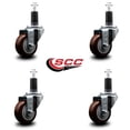 thumbnail image 2 of 3 Inch Maroon Poly Wheel Swivel 1-1/4 Inch Expanding Stem Caster Set SCC, 2 of 2
