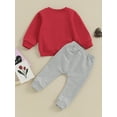 thumbnail image 5 of Valentines Day Toddler Kids Infant Baby Boys Clothes Sets 6M 9M 12M 18M 24M 3Y Letter Embroidery Long Sleeve Pullover Sweatshirts Pants Outfits, 5 of 10