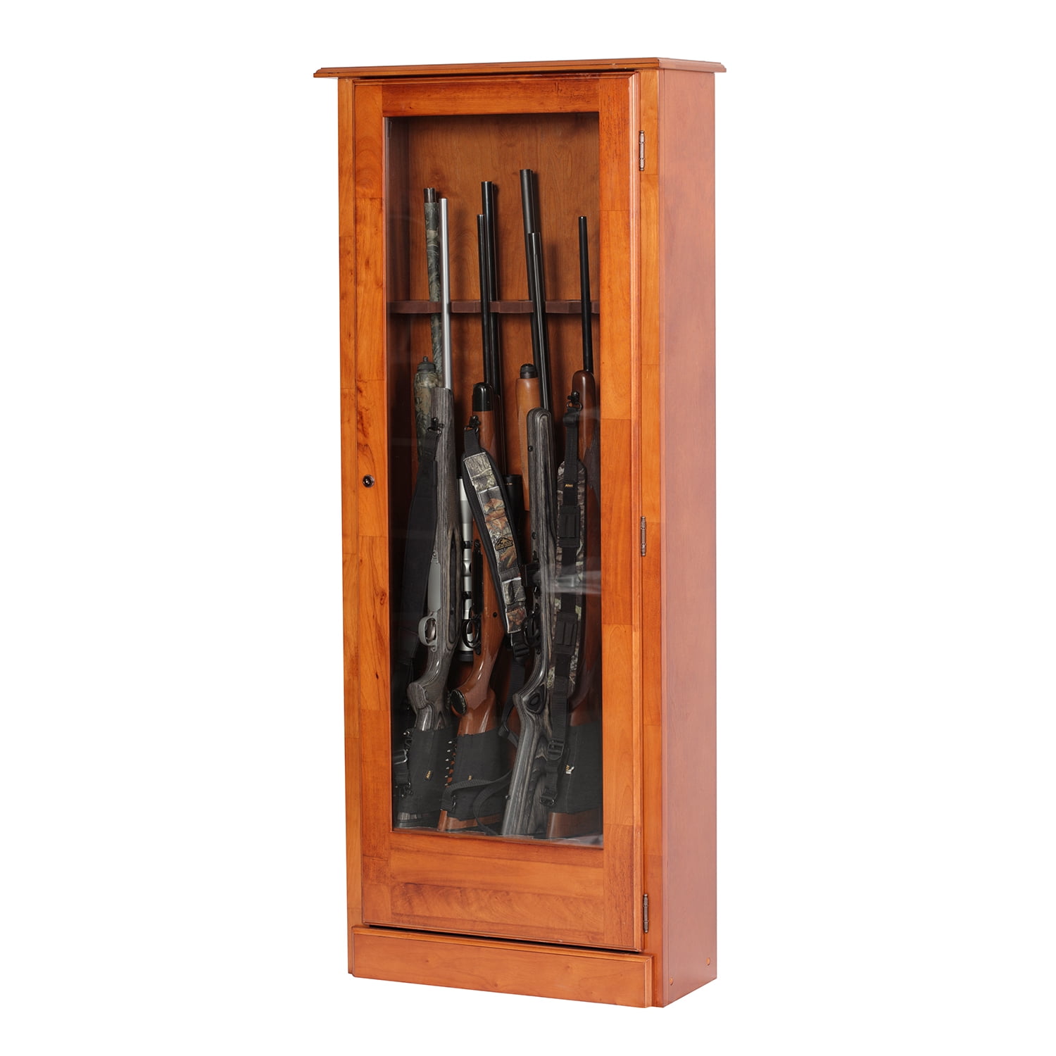 American Furniture Classics Model 724-10, 10 Gun Key Lock Wooden Storage Display Cabinet