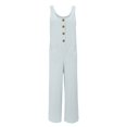 thumbnail image 4 of GILIGEGE Women's Casual Loose Overalls Jumpsuits One Piece Sleeveless Wide Leg Long Pant Rompers with Pockets Wide Leg Palazzo Pants Tank Jumpsuit Button Down Loose Bib Overalls Summer Linen Jumpsuit, 4 of 5