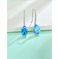 thumbnail image 6 of VESITIM 8X12mm Solitaire Teardrop Hook Sterling Silver Solitaire March Birthstone Created Blue Aquamarine Dangle Drop Earring for Women Jewelry Gift, 6 of 7