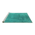 thumbnail image 2 of Ahgly Company Machine Washable Indoor Round Oriental Turquoise Blue Industrial Area Rugs, 4' Round, 2 of 4
