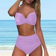 thumbnail image 2 of TOWED22 Women Two Piece Swimsuits High Waisted Bikini Set High Cut Color Block Adjustable Straps Bathing Suit（Purple,XXL）, 2 of 7