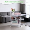 thumbnail image 6 of Yucurem 3-Tier Metal Rolling Storage Cart Shelves, Utility Cart Organizer Cart with 4 Hook & 2 Hanging Buckets, Movable Storage Organizer for Kitchen, Office & Home (White), 6 of 8