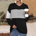 thumbnail image 2 of gakvbuo Fall Pullover Tunic Shirts For Women Women Casual Fall Long Sleeve Hoodie Stripe Splicing Hooded Sweatshirts Pullover Coat Tops, 2 of 4