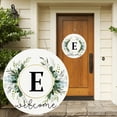 thumbnail image 2 of Clearance! Monogram Letter Welcome Sign for Front Door Rustic Green Floral Family Initial House Warming Decor Spring Summer Wooden Wreath Personalized Sign for House Front Porch 12 Inch, 2 of 9