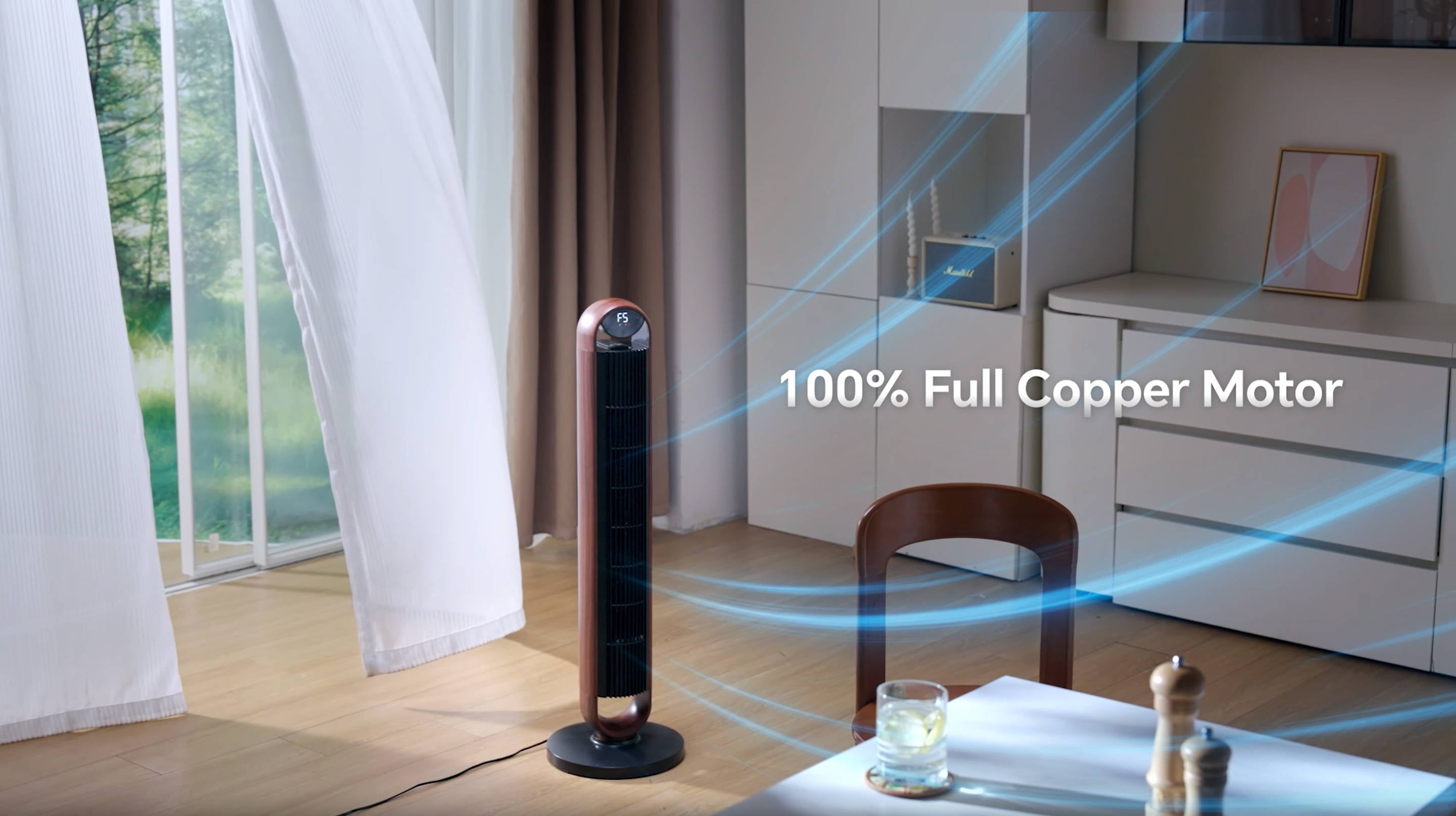 Better Homes & Gardens 40'' 5-Speed Oscillating Tower Fan with Remote Control, 3 Wind Modes, 12H Timer, Walnut & Black
