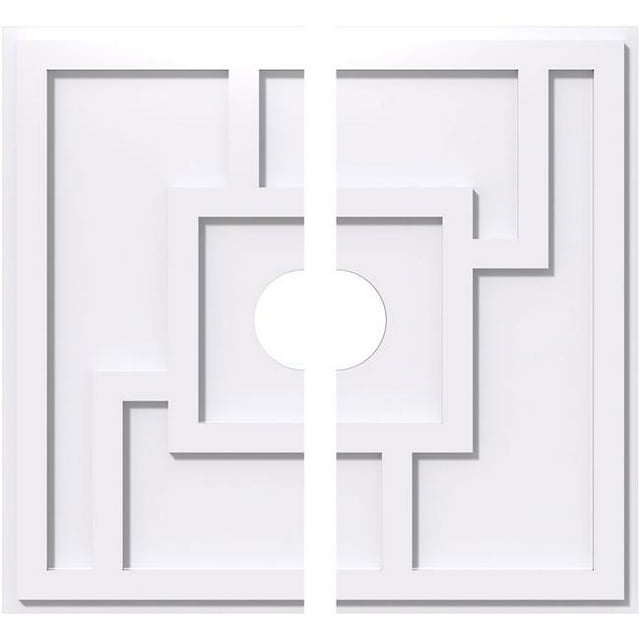 Ekena Millwork CMP18KX2-03000 18 Pouces OD x 3 Pouces ID Carré Knox Architectural Grade Médaillon de Plafond Contemporain PVC - 2 Pièces