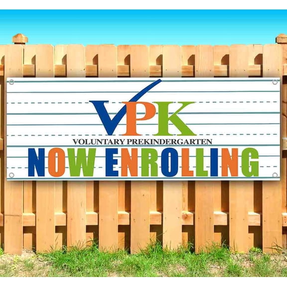 Vpk Now Enrolling 13 oz Vinyl Banner With Metal Grommets
