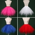 thumbnail image 2 of Skymirror Women Tutu Skirt A-line Big Swing Scattered Hem Solid Color Multi-layered Candy Color High Elastic Waist Fluffy Gauze Dancing Performance Short Pleated Skirt, 2 of 8