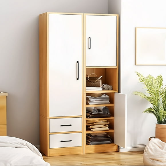 CC050 Craftsman SpaceMax CornerFlex Wardrobe-Wood+White Layered