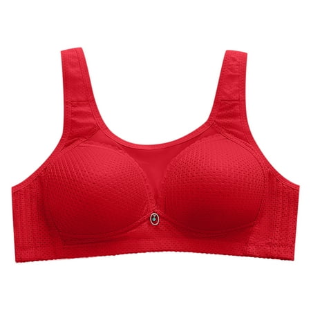 

HAPIMO Everyday Bras for Women Seamless Breathable Camisole Anti-Sagging Lingerie Comfort Daily Brassiere Stretch Underwear Gathered Wire Free Discount Red M