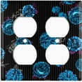 thumbnail image 3 of Metal Light Switch Plate Outlet Cover Dark Blue Roses Black Pinstripe Wallpaper ROS043, 3 of 13