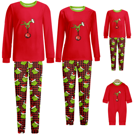 

Matching Family Christmas Pajamas Christmas Santa Monster Cartoon Print Sizes for Adult-Kids-Baby-Pet 2 Pieces Top and Pants Bodysuits Xmas Pjs Set